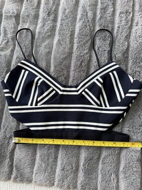 Bec & Bridge Striped Navy & Cream Crop Cami Top